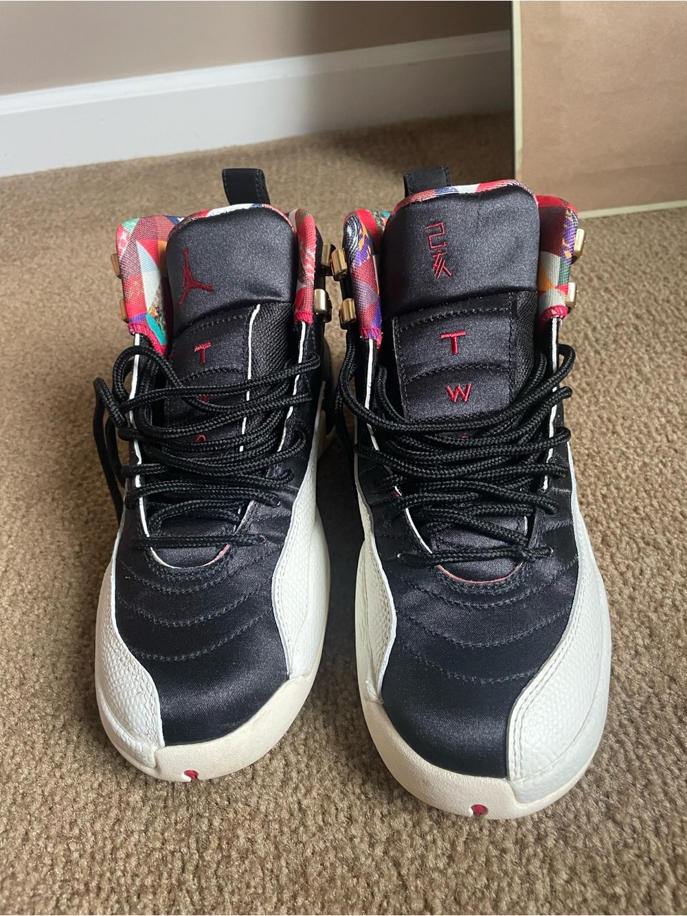 Jordan Women’s Black & White Sneakers with Multicolor Lining